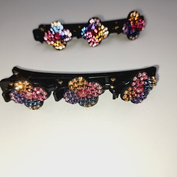 11 Mixed Hair Clips and hair separators Multicolored stones - Picture 2 of 16